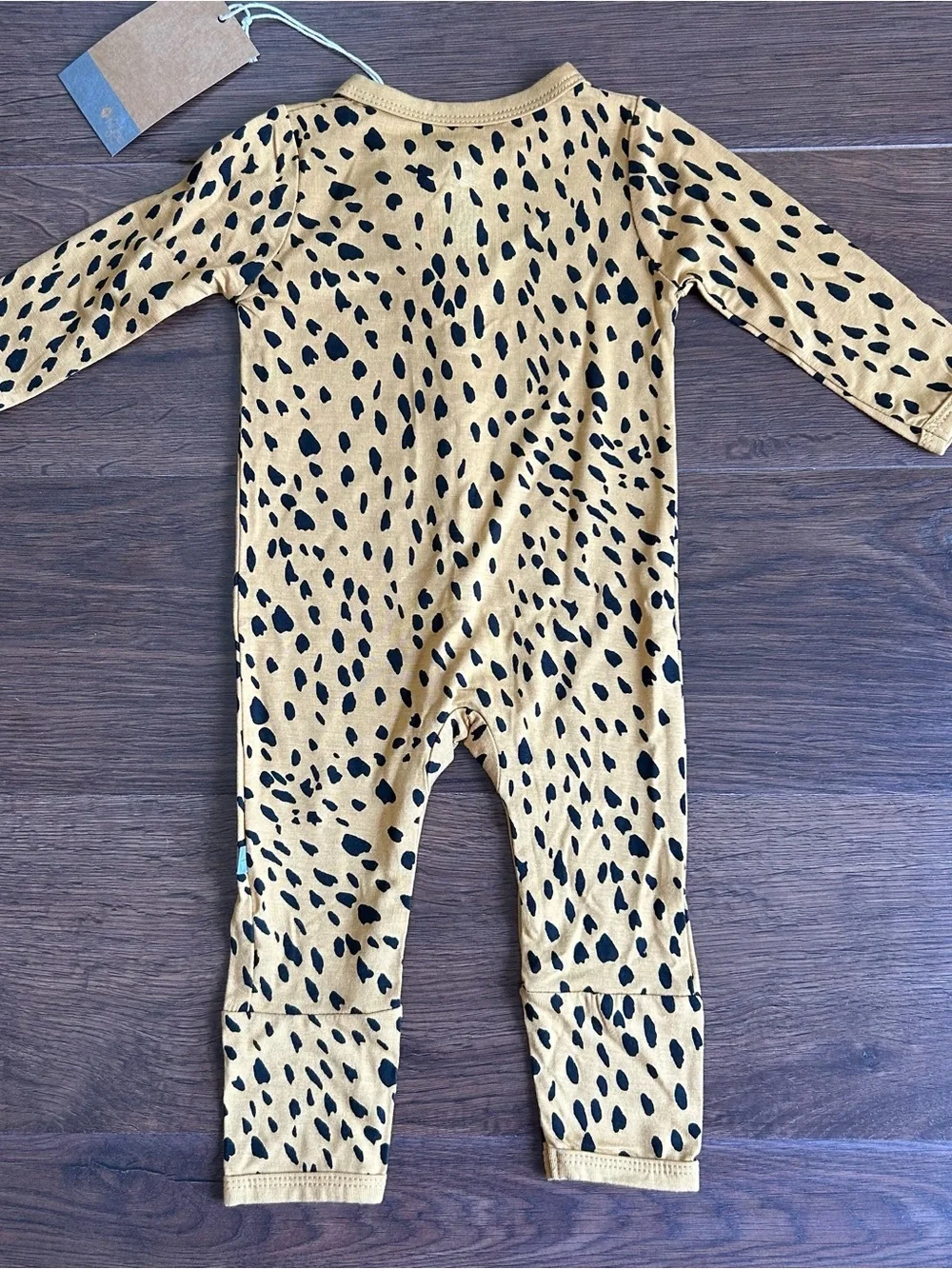Kyte Snap Bamboo Romper in Marigold Cheetah 3-6m